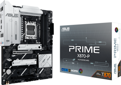 ASUS PRIME X870-P AM5 ATX MB - AMD X870 4xDIMM DDR5 4xM.2 2xSATA PCIe 5.0 2.5Gb Ethernet 1xHDMI 2xUSB4 40Gbps ports (USB Type-C) with Aura Sync