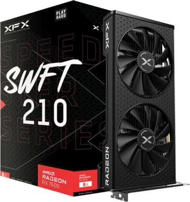 XFX SPEEDSTER SWFT210 RADEON RX7600 CORE Gaming Graphics Card with 8GBGDDR6 HDMI 3xDP, AMD RDNA™ 2