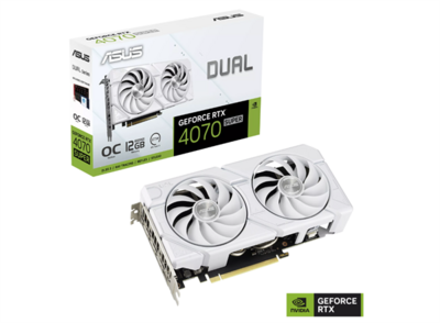 Asus Videokártya - nVidia DUAL-RTX4070S-O12G-EVO-WHITE (12288MB, GDDR6X, 2550/21000 Mhz, 192bit, 1xHDMI, 3xDP)