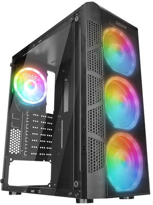 Everest Számítógépház - CREST V1 (fekete; üveg; ATX; alsó táp; 4x120mm RGB, 1xUSB3.0 + 2xUSB2.0)