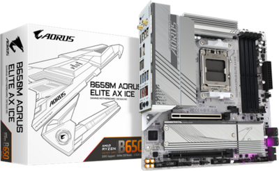 GIGABYTE Alaplap AM5 B650M AORUS ELITE AX ICE AMD B650, mATX