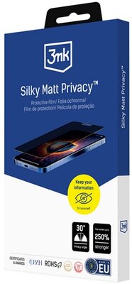 3MK SILKY MATT PRIVACY képernyővédő fólia (matt, tükröződésmentes, tokbarát, betekintés védelem) ÁTLÁTSZÓ