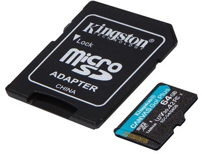 Kingston SDCG4/64GB kingston memóriakártya microsdxc 64gb canvas go plus gen4 200r a2 u3 v30 + adapter