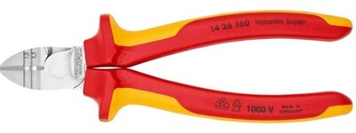 KNIPEX 14 26 160 knipex oldalcsípő fogó kábelcsupaszító funkcióval, 1000v szigetelt, krómozott, 160mm, 14 26 160