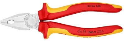 KNIPEX 03 06 180 knipex kombinált (egyetemes) fogó, vde, 1000 v szigetelt, krómozott, din iso 5746, 180 mm, 03 06 180