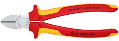 KNIPEX 70 06 180 knipex oldalcsípő fogó (oldalvágó), 1000v szigetelt, krómozott, 180mm, 70 06 180
