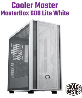 Cooler Master MB600L-WGNN-S00 cooler master ház atx masterbox 600 lite, tápegység nélkül, üvegfalú, fehér