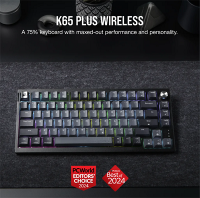 Corsair CH-91D401L-NA corsair vezeték nélküli billentyűzet gaming, k65 plus 75%, mechanikus, mlx red switch, us, fekete