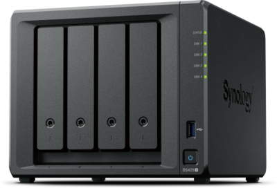 SYNOLOGY NAS 4 Fiókos Intel Celeron J4125 4x2,7GHz, 2GB DDR4, 1x2,5GbE, 1x1GbE, 2x2280NVMe - DS425+