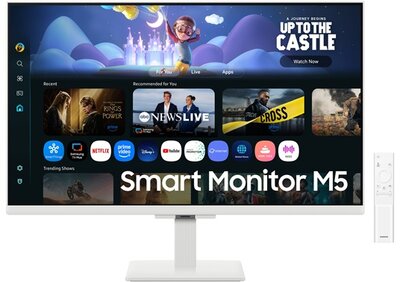 SAMSUNG SMART IPS monitor 27" M5, 1920x1080, 16:9, 250cd/m2, 5ms, 2xHDMI/2xUSB/WiFi/Bluetooth, hangszóró, fehér