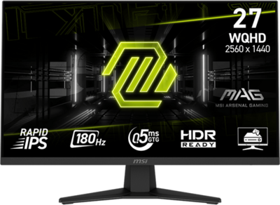 MSI Monitor GAMING MAG 274QF RapidIPS 27" WQHD 2560x1440, 1000:1 CR, 250cd/m2, 1ms, 180Hz, DP, HDMI