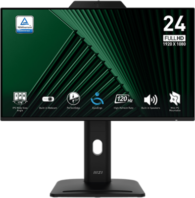 MSI Monitor Business PRO MP242PMG 23,8" FHD 1920x1080, IPS, 16:9, 120Hz, 1500:1, 1ms, DP, HDMI, VGA, Webcam, Black
