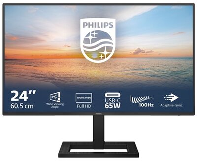 PHILIPS IPS monitor 23.8" 24E1N1300AE/00 1920x1080, 16:9, 250cd/m2, 4ms, HDMI/2xUSB/USB-C, hangszóró, 100Hz