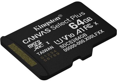 KINGSTON Memóriakártya MicroSDXC 64GB Canvas Select Plus Gen3 100R A1 Adaprer nélkül