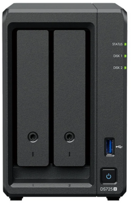 SYNOLOGY NAS 2 fiókos DS725+ 2x4TB AMD Ryzen R1600 2x2,6GHz, 4GB DDR4 ECC RAM, 1x1Gbps, 1x2,5Gbps 1xUSB3.2Gen1