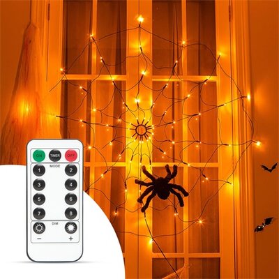 PÓKHÁLÓ FÉNYFÜGGÖNY PÓKKAL, 60 DB LED, USB