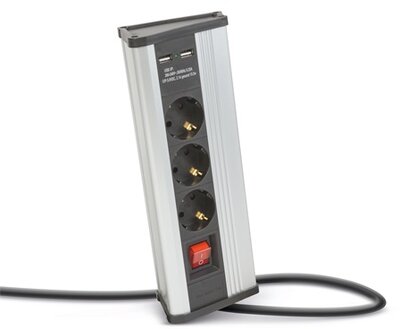 Delight sarok elosztó 3 aljzat + 2 USB csatlakozó (20483S)