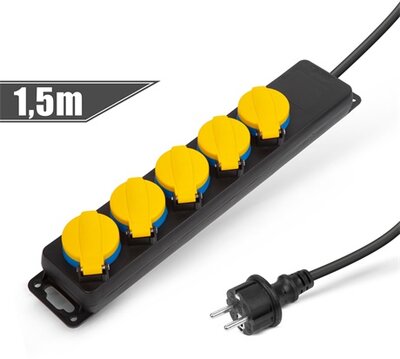 Delight kültéri elosztó fedéllel 5 csatlakozó, 1,5m kábel (20223E)