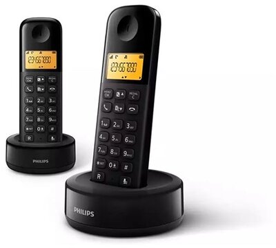 PHILIPS D160 DUO telefon készülék (vezeték nélküli, 2 kézibeszélő, kijelző, DECT) FEKETE