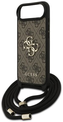 GUESS 4G BIG LOGO CORD STAP CROSSBODY műanyag telefonvédő (ütésállóság, bőr hatású hátlap + vállpánt) BARNA Apple iPhone Air