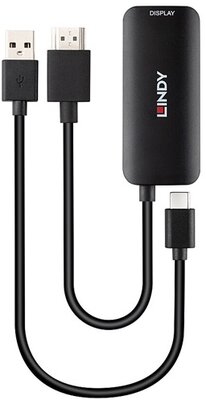 LINDY Konverter HDMI - USB-C, USB tápellátással, fekete