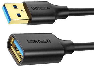 UGREEN Kábel USB 3.0 USB-A - USB-A, hosszabbító. 5 Gbps, M/F, 0,5m, fekete