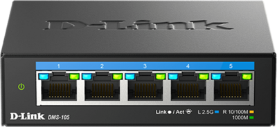 D-LINK Switch 5x2.5Gbps Multi-Gigabit Fémházas Asztali, DMS-105/E