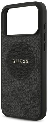 GUESS 4G CIRCLE CLASSIC LOGO szilikon telefonvédő (ütésállóság, textil hátlap, MagSafe) FEKETE Apple iPhone 17 Pro Max