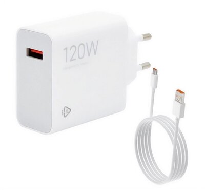 XIAOMI HYPERCHARGE COMBO hálózati töltő USB aljzat (120W, gyorstöltő + Type-C kábel) FEHÉR