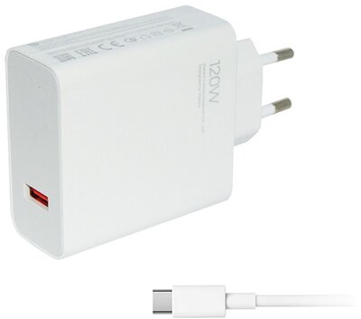XIAOMI hálózati töltő USB aljzat (120W, PD gyorstöltő 3.0 + Type-C kábel) FEHÉR