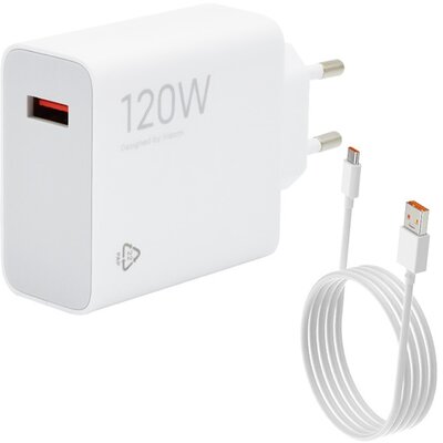 XIAOMI hálózati töltő USB aljzat (120W, PD gyorstöltő + Type-C kábel) FEHÉR