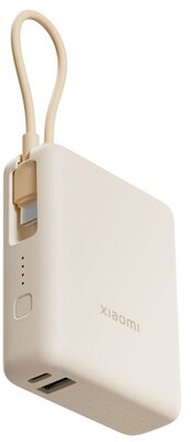 XIAOMI vésztöltő USB+Type-C aljzat (10000mAh, 33W, gyorstöltő, fix Type-C kábel) BÉZS