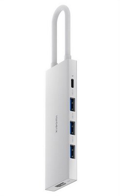 XIAOMI Type-C HUB 5in1 (aktív, 3 USB+2 Type-C aljzat) FEHÉR