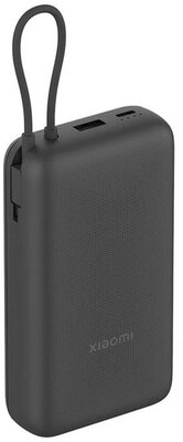 XIAOMI vésztöltő Type-C / USB aljzat (20000mAh, 22,5W, gyorstöltő, LED jelzés + fix Type-C kábel) SÖTÉTSZÜRKE