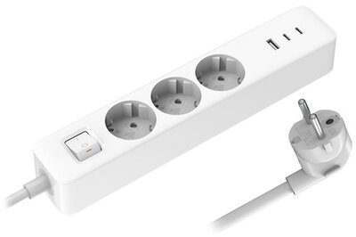 XIAOMI POWER STRIP hálózati elosztó 3 AC+USB+2 Type-C aljzat (20W, GaN, PD gyorstöltő + 150cm tápkábel) FEHÉR