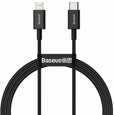 BASEUS SUPERIOR adatkábel (Type-C - lightning, 20W, PD gyorstöltő, 100cm, törésgátló) FEKETE
