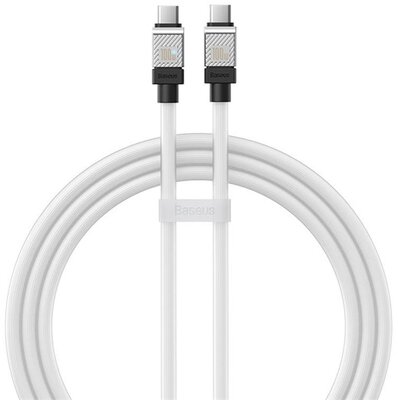BASEUS COOLPLAY adatkábel (Type-C - Type-C, 100W, PD gyorstöltő, 100cm, törésgátló) FEHÉR