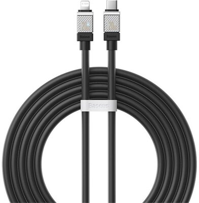 BASEUS COOLPLAY adatkábel (Type-C - lightning, 20W, gyorstöltő, 200cm, törésgátló) FEKETE