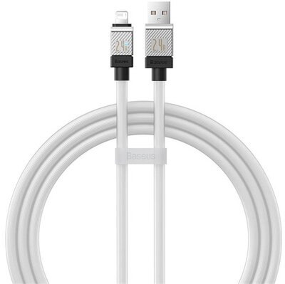 BASEUS COOLPLAY adatkábel (USB - lightning, 2.4A, gyorstöltő, 100cm, törésgátló) FEHÉR