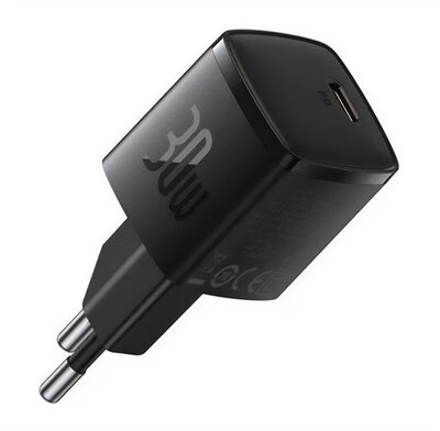 BASEUS CUBE PRO hálózati töltő Type-C aljzat (30W, GaN5, PD gyorstöltő) FEKETE