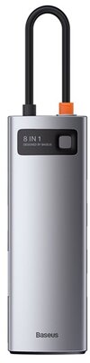 Baseus Metal Gleam 8-in-1 USB Type-C HUB dokkoló állomás, szürke