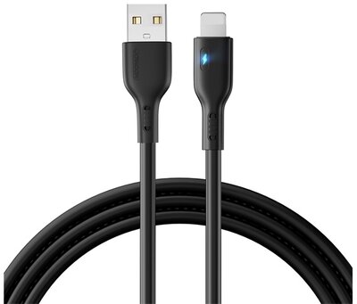 JOYROOM adatkábel (USB - lightning, 2.4A, 200cm, LED jelzés) FEKETE