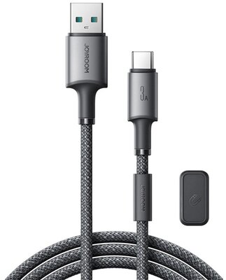 JOYROOM UNLIMITED adatkábel (USB - Type-C, 3A, gyorstöltő, 120cm + mágneses kábelrendező) SZÜRKE