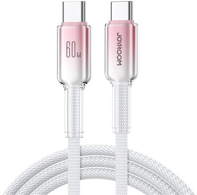 JOYROOM CRYSTAL-CLEAR adatkábel (Type-C - Type-C, 60W, gyorstöltő, 120cm, cipőfűző) FEHÉR