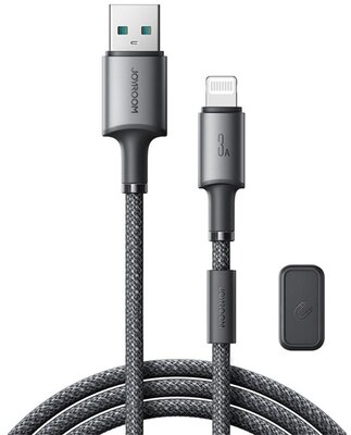 JOYROOM UNLIMITED adatkábel (USB - lightning, 3A, gyorstöltő, 120cm + mágneses kábelrendező) SZÜRKE