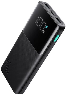 JOYROOM vésztöltő 2 USB+Type-C aljzat (10000mAh, 25W, PD gyorstöltő, LED kijelző) FEKETE