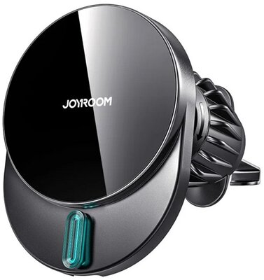 JOYROOM autós tartó (szellőzőre, mágneses, gyorstöltő, 15W, wireless, LED jelzés) FEKETE