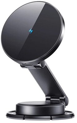 JOYROOM autós tartó (műszerfalra, mágneses, gyorstöltő, 15W, wireless, LED jelzés) FEKETE