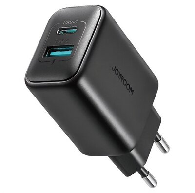JOYROOM hálózati töltő USB+Type-C aljzat (25W, PD gyorstöltő 3.0) FEKETE