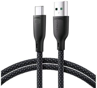 JOYROOM adatkábel (USB - Type-C, 100W, gyorstöltő, 100cm, cipőfüző) FEKETE
